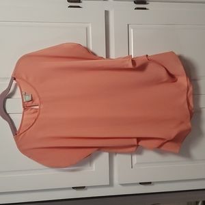 Lilian 1XL Coral blouse with ruffled and gathered sides